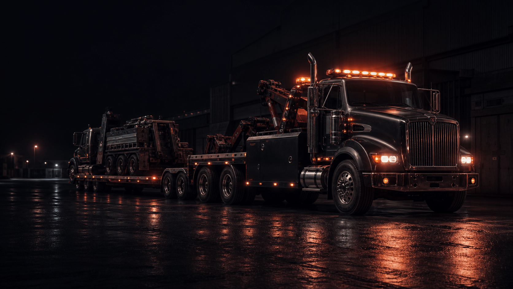 Tow truck responding to a mechanical breakdown